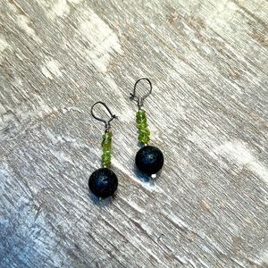 Green beaded with polished volcano pendants